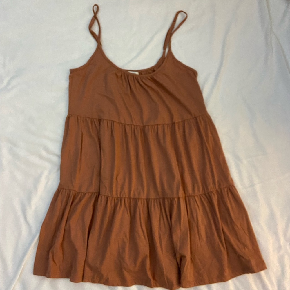 Z Supply Rust Brown Tiered Mini Dress